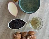 A picture of step 1 of Black rice shiitake mushroom risotto.