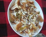 A picture of step 4 of Umm Ali with left over bread corners.