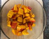 A picture of step 1 of Roasted squash and chickpeas with tahini sauce - vegan.