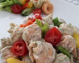 A picture of step 3 of Trottole Pasta Skewers.