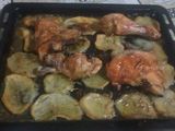 Pollo al horno (sin aceite) con papas y crema😁