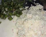 A picture of step 2 of Khandvi cigar stuff with hung curd.