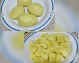 A picture of step 1 of Hara Dhania Aloo.