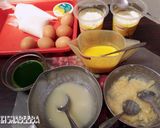 Foto langkah ke 4 dari resep Bolu Lapis Pandan Keju Kukus (double cheese).