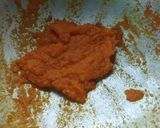 A picture of step 3 of Lal shak ar amda (red amaranth with hog plum or wild mango).