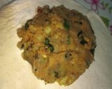 A picture of step 2 of Alu paratha with desi ghee.