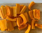 A picture of step 2 of Roasted Butternut Squash and Red Onions with Tahini sauce.