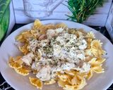 A picture of step 4 of Creamy Chicken and Mushroom Pasta.
