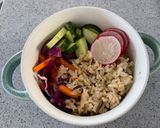 A picture of step 1 of Salmon poke bowl.