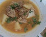A picture of step 4 of Mutton alu shorba.