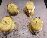 A picture of step 3 of Asparagus, prosciutto and provolone potato stack.