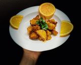 Hình bước làm 5 của món Cá basa + gà viên sốt cam 🍊