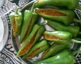 A picture of step 1 of Bharva Mirchi.