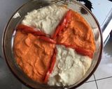 Une image de l'étape 2 de Purées carottes et céleri au fromage tomates saucisses de Strasbourg et basilic.