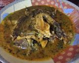 A picture of step 3 of Semolina with Bitter Leaf soup.