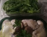 A picture of step 1 of Sauteed mushrooms and wilted spinach in garlic butter.
