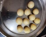 A picture of step 3 of Gulab jamun with kaju cream filling.