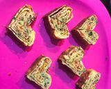 A picture of step 4 of Heart shaped Korean rolled omlette canapé.