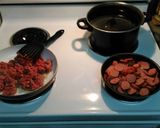 A picture of step 1 of Sausage &Beef Rigatoni.