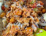 รูปขั้นตอนการทำที่ 3 ของ ต๋ำบ่าหนุนโรยกากหมูกระเทียมเจียว🌶️(ตำขนุน)สูตรไม่ใส่กะปิ ถั่วเน่า