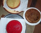 A picture of step 6 of Red velvet, chocolate and normal birthday cake.
