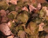 A picture of step 7 of Brussels sprouts with Chicken .