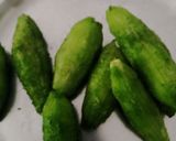 A picture of step 1 of Besan stuffed karela(bitter gourds).