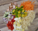 A picture of step 2 of Macaroni and Chicken Salad.
