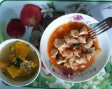 Hình bước làm 4 của món Canh bí đỏ nấu tôm khô + Ức gà sốt chua ngọt