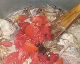 A picture of step 3 of Bhindi ghousht.