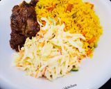 A picture of step 3 of Fried rice with coselow and fried chicken.