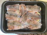 1.Pescadilla especiada al horno con guarnición