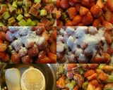 A picture of step 3 of Strawberry Rubard Crumble pie.