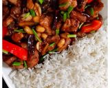 A picture of step 4 of Kung Pao Chicken.