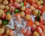 A picture of step 2 of Chana chaat dahi ballay.
