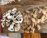 Foto del paso 1 de la receta: 🍜 Espaguetis cremosos con champiñones y pollo! 🍗