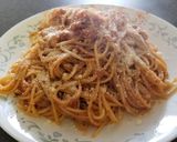 A picture of step 6 of 20 mins: ground turkey marinara sauce pasta.
