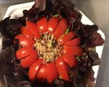 Une image de l'étape 7 de Salade composée feuille de chêne tomates riz et carottes cœur de mozzarella.