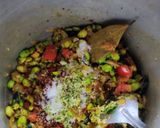 A picture of step 2 of Lima beans pulav (pavta bhat).