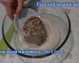 Фото кроку 1 до 🍞 Хлеб без замеса в мультиварке с семенами льна и кунжута, без сахара.