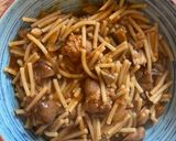 Foto del paso 5 de la receta: Fideos de Montaña con butifarra de calçots, champiñones, sobrasada y “camaiot”