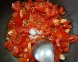 A picture of step 1 of Kathiyawadi Sev tamatar.