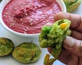A picture of step 2 of Spinach Appam with Beetroot Chutney.
