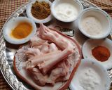 A picture of step 3 of Dehlis special Mutton trotters.