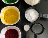 A picture of step 1 of Pancake (beet,coriander,banana,turmeric).