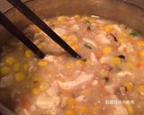 A picture of step 8 of Chicken, Mushroom, and Corn Congee.