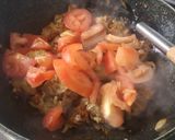 A picture of step 4 of Bhindi gosht.