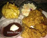 A picture of step 10 of Homemade KFC chicken with salad.