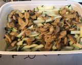 Une image de l'étape 2 de Courgette et champignons aux tomates poires et piments verts.