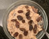 A picture of step 1 of Raisin Oats With coco powder and Honey.
